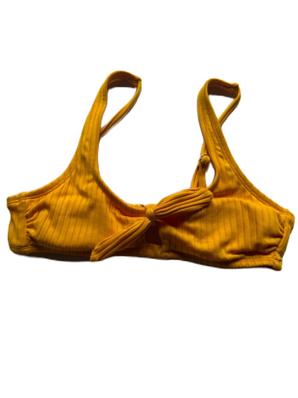 Xhilaration M yellow adjustable bikini top with faux tie front and cutout